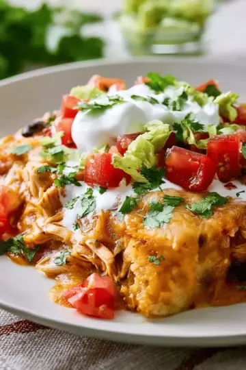 Slow Cooker Chicken Enchilada Casserole