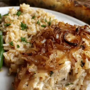 French Onion Chicken and Rice Bake