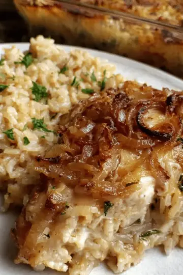 French Onion Chicken and Rice Bake