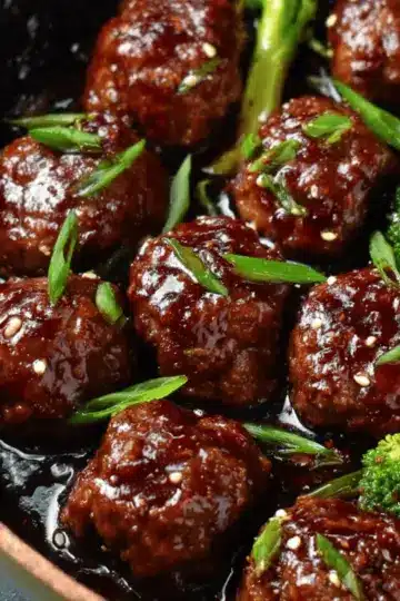 Sticky Mongolian Meatballs and Broccoli (Easy!!)
