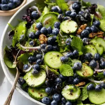 Blueberry Cucumber Summer Salad with Creamy Balsamic Vinaigrette.