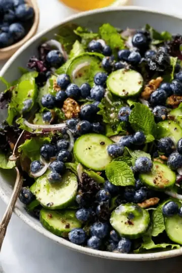 Blueberry Cucumber Summer Salad with Creamy Balsamic Vinaigrette.