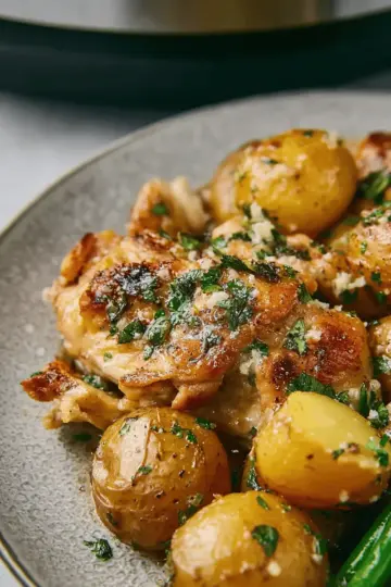 Slow Cooker Parmesan Garlic Chicken and Potatoes