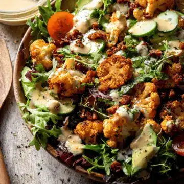 Roasted Cauliflower Salad with Creamy Honey Mustard Vinaigrette