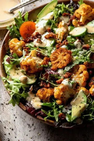 Roasted Cauliflower Salad with Creamy Honey Mustard Vinaigrette
