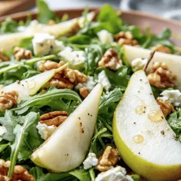 Arugula Pear Salad Recipe with Honey Vinaigrette Dressing