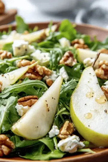 Arugula Pear Salad Recipe with Honey Vinaigrette Dressing