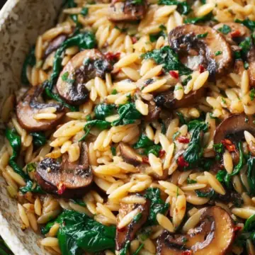 Creamy Spinach and Mushroom Orzo (30 Minutes, ONE-PAN)