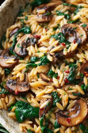 Creamy Spinach and Mushroom Orzo (30 Minutes, ONE-PAN)