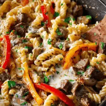 Philly Cheesesteak Pasta Skillet