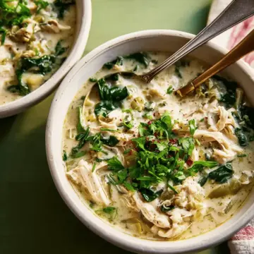 Slow-Cooker Spinach & Artichoke Chicken Soup