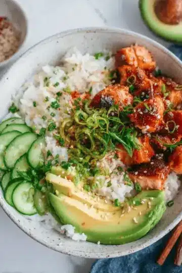 Spicy Salmon Bowls with Coconut Rice