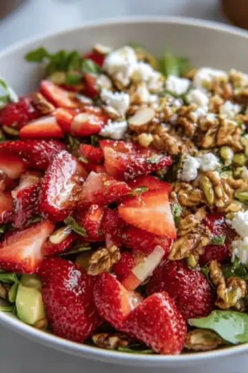 Strawberry Crunch Salad with Champagne Vinaigrette.