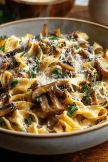 Caramelized Leek and Mushroom Gruyere Pasta