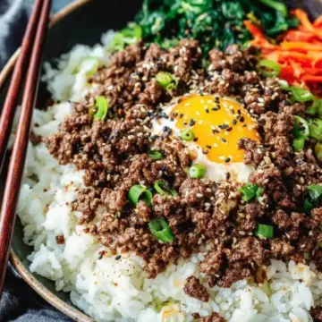 Korean Ground Beef and Rice Bowls