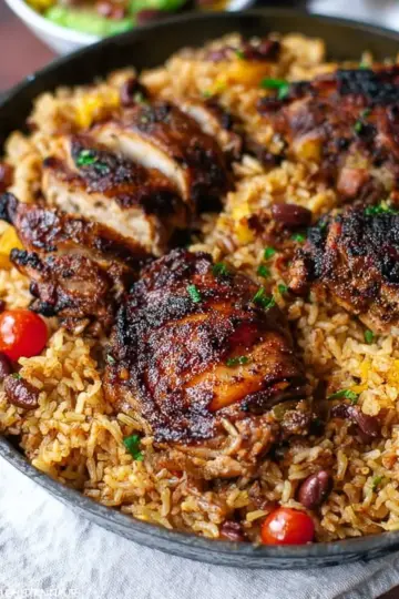 One Pot Caribbean Jerk Chicken & Rice