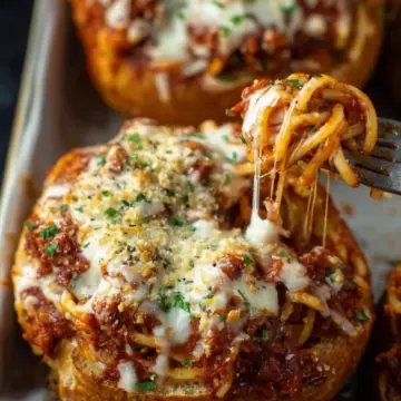 Spaghetti Garlic Bread Bowls