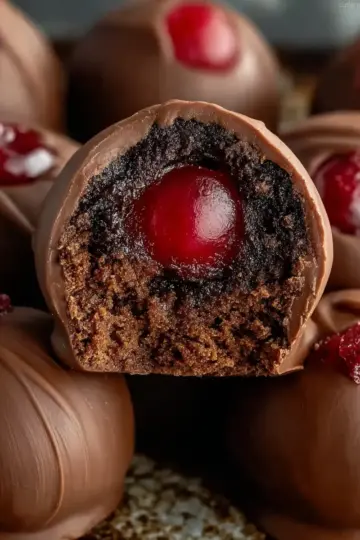 Chocolate Covered Cherry Brownie Bombs