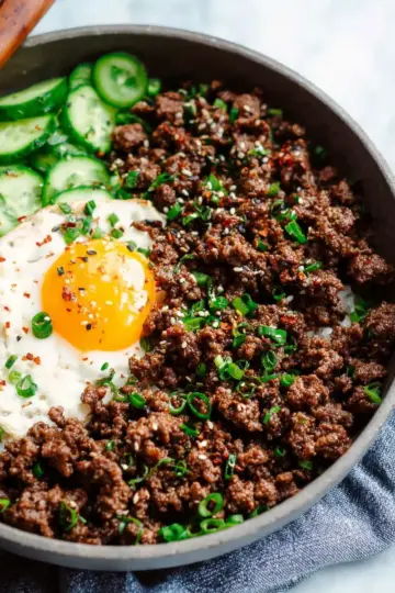 Korean Ground Beef and Rice Bowls
