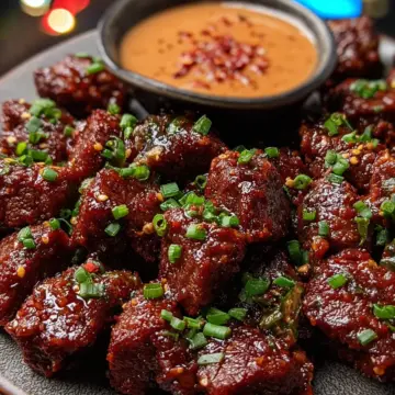 Spicy Korean Beef Bites with Gochujang Dipping Sauce