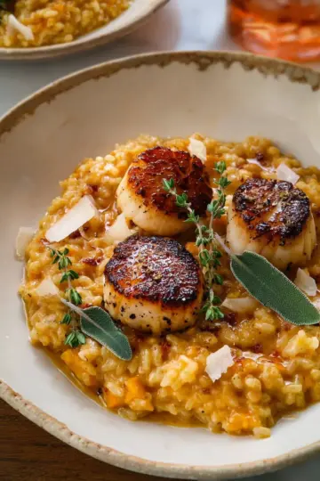 Brown Butter Scallops with Butternut Squash Risotto