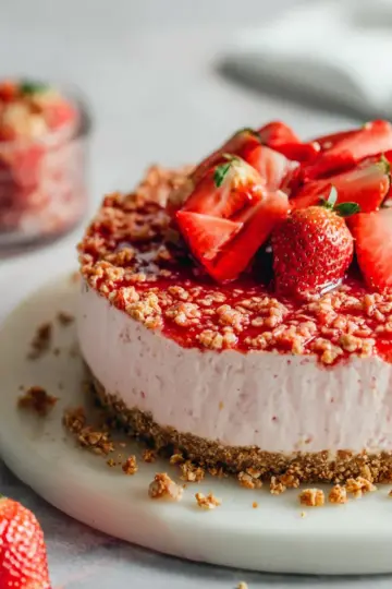 No-Bake Strawberry Crunch Cheesecake