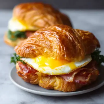 Baked Croissant Breakfast Sandwiches