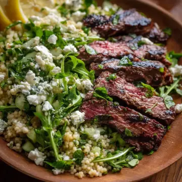 Grilled Skirt Steak with Lemon Herb Couscous Salad