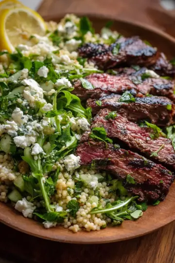 Grilled Skirt Steak with Lemon Herb Couscous Salad