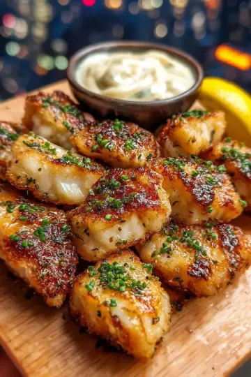 Lemon Butter Fish Bites with Garlic Aioli