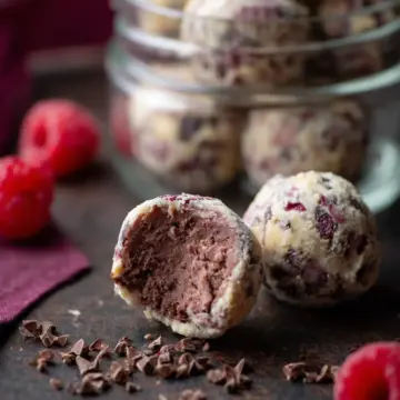 Raspberry Stracciatella Truffles