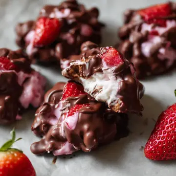 Chocolate-Covered Strawberry Yogurt Clusters