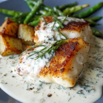 Pan Seared Cod with Tarragon Cream Sauce