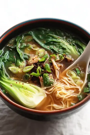 Ginger Garlic Noodle Soup with Bok Choy (Bok Choy Soup)