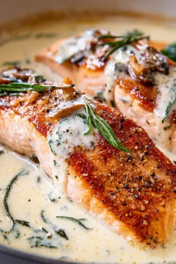 Tuscan Salmon with Parmesan Cream Sauce