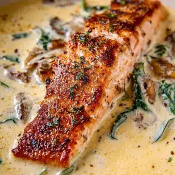 Tuscan Salmon with Parmesan Cream Sauce