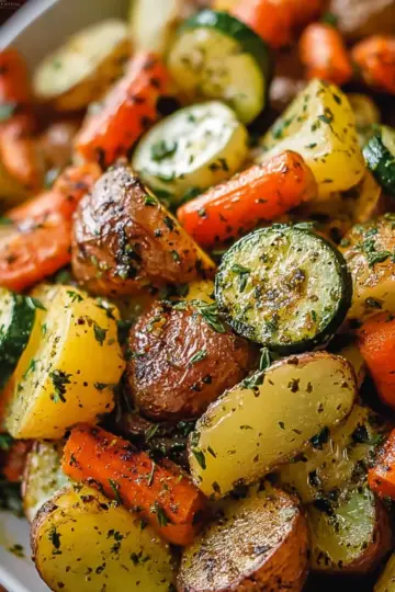 Garlic Herb Roasted Potatoes, Carrots, and Zucchini - A Flavorful Side Dish