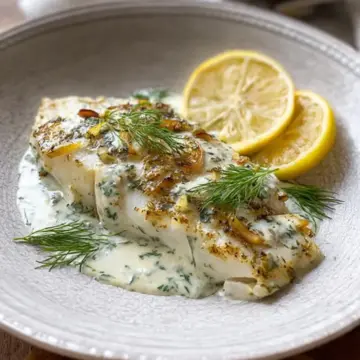 Baked Cod with Lemon Dill Sauce