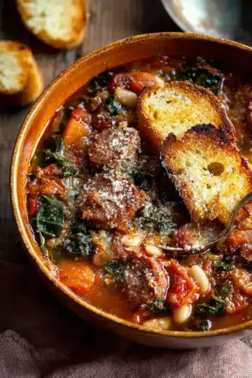 Ribollita Soup with Sausage & Toasted Bread