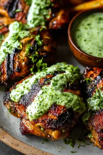 Peruvian-Style Grilled Chicken with Creamy Green Sauce (Aji Verde)
