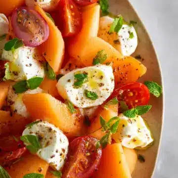 Cantaloupe and Mozzarella Caprese Salad