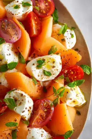 Cantaloupe and Mozzarella Caprese Salad