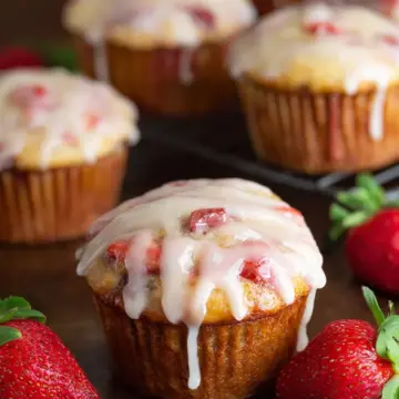 Glazed Strawberry Muffins