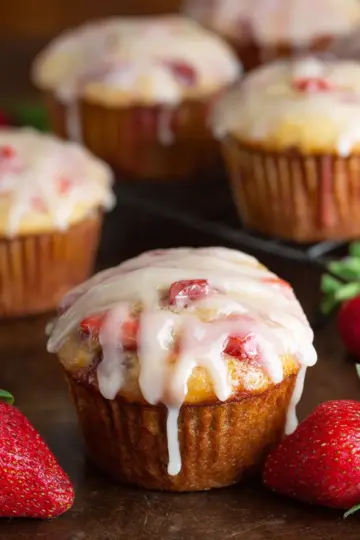 Glazed Strawberry Muffins