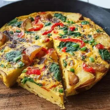 Frittata with Potatoes, Red Peppers, and Spinach