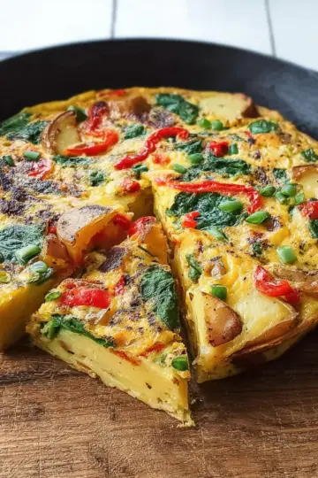 Frittata with Potatoes, Red Peppers, and Spinach