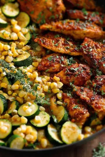 Garlic Butter Chicken with Zucchini and Corn - One-Pan, 30-Minute Meal