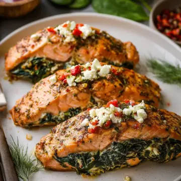 Stuffed Salmon With Spinach & Feta