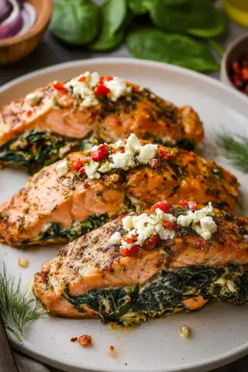 Stuffed Salmon With Spinach & Feta