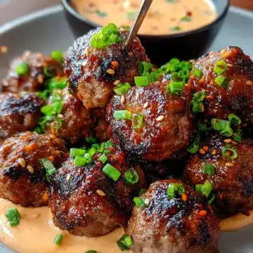 Korean BBQ Meatballs with Spicy Mayo Dip